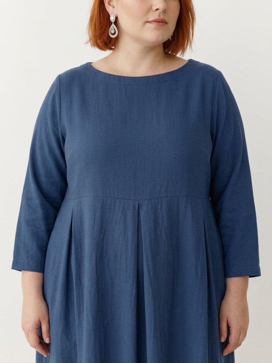Emerson | Linen Round Neck Maxi Dress
