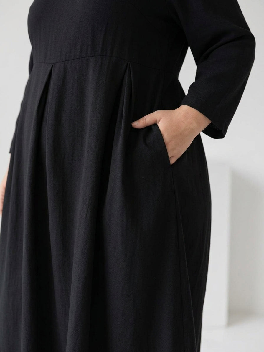 Emerson | Linen Round Neck Maxi Dress