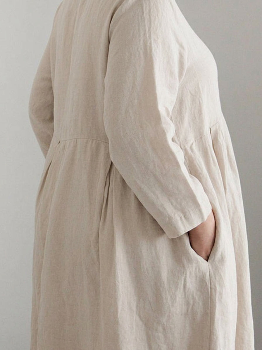 Emerson | Linen Round Neck Maxi Dress