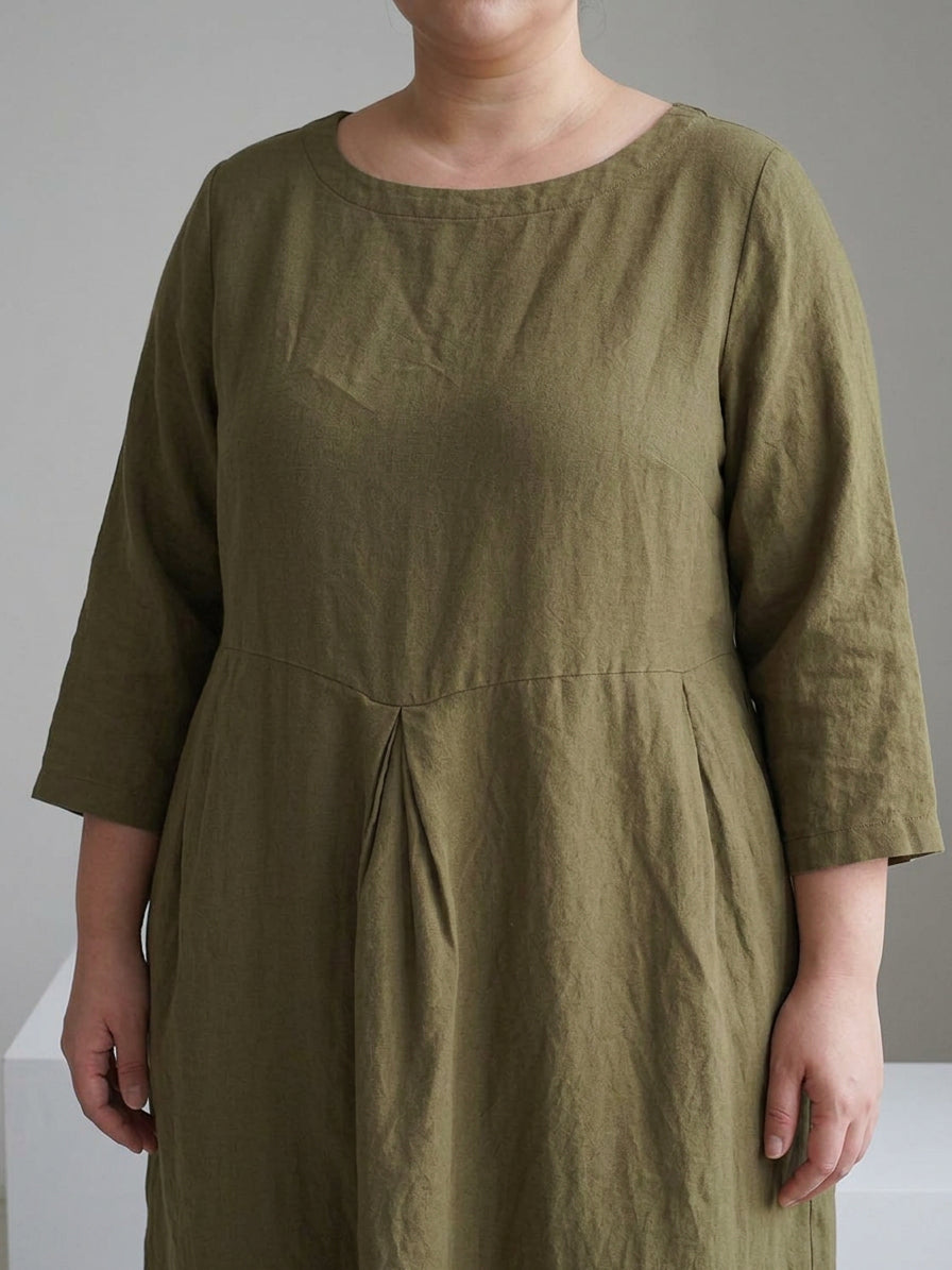Emerson | Linen Round Neck Maxi Dress
