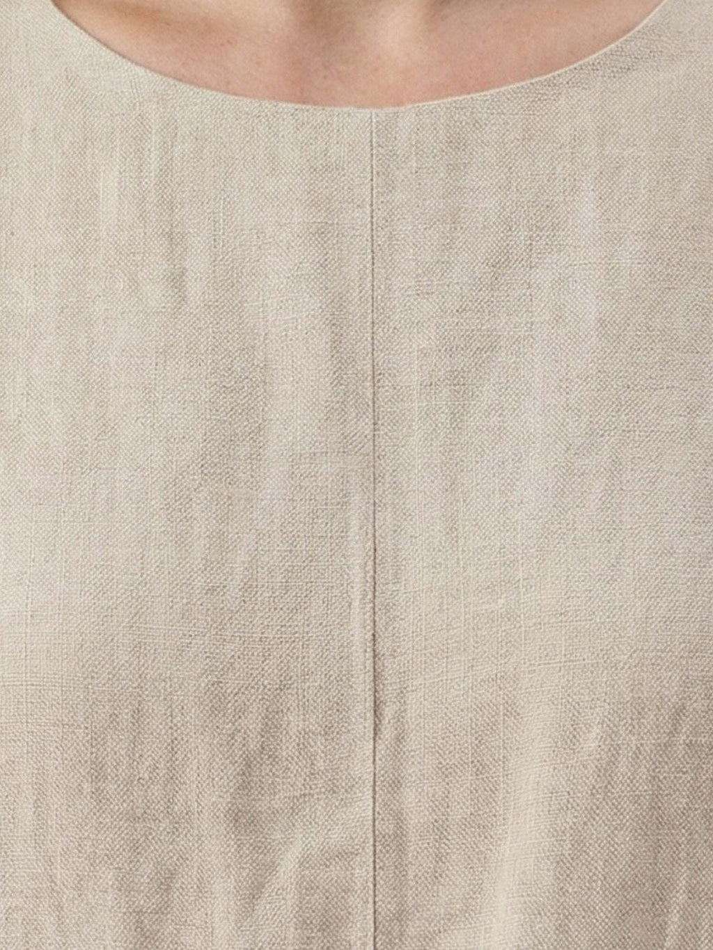 India | Linen Round Neck Midi Dress