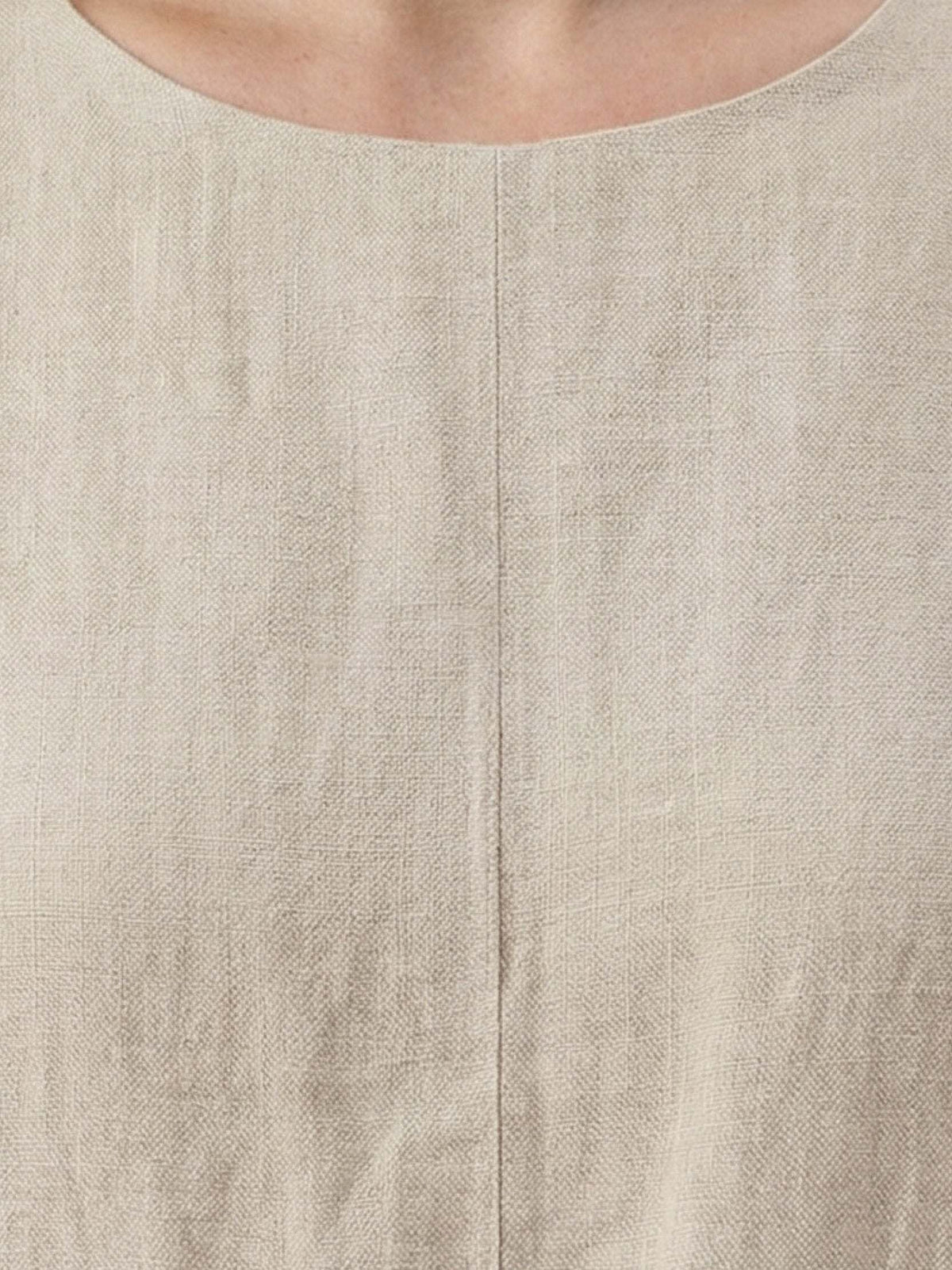 India | Linen Round Neck Midi Dress