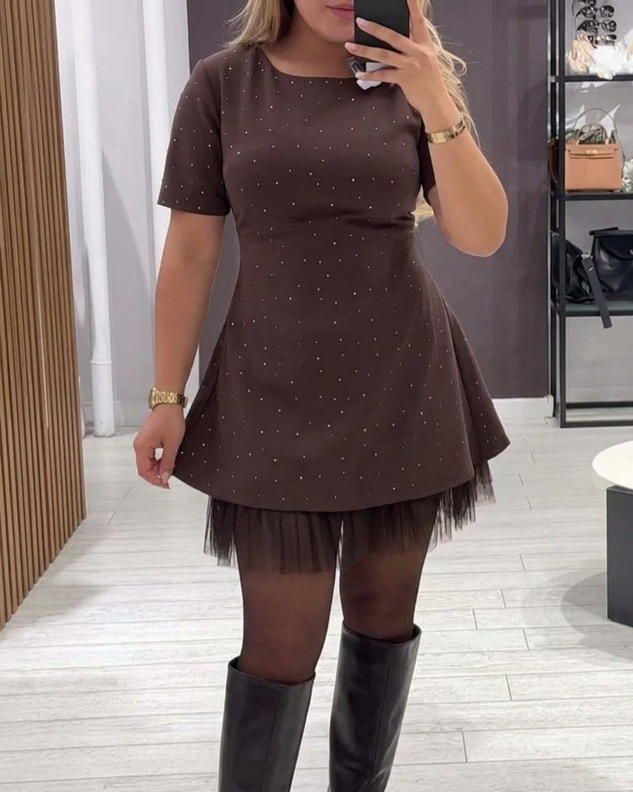 Zoe | Mesh Round Neck Mini Dress