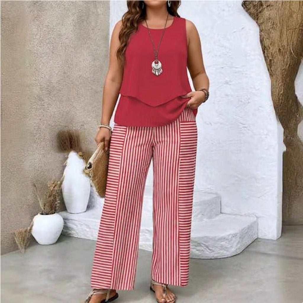 Polly | Striped Sleeveless Two-Piece Set