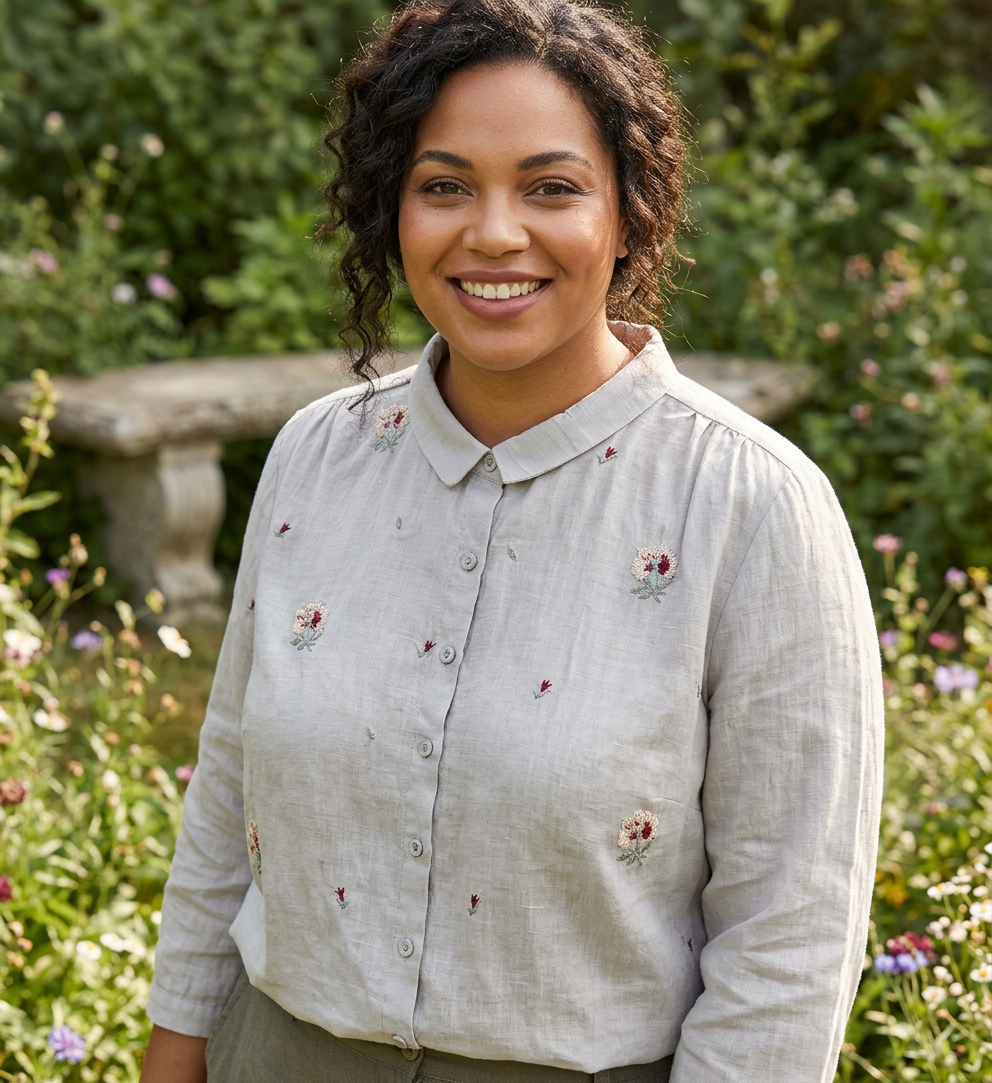 Heather | Cotton Floral Collared Shirt