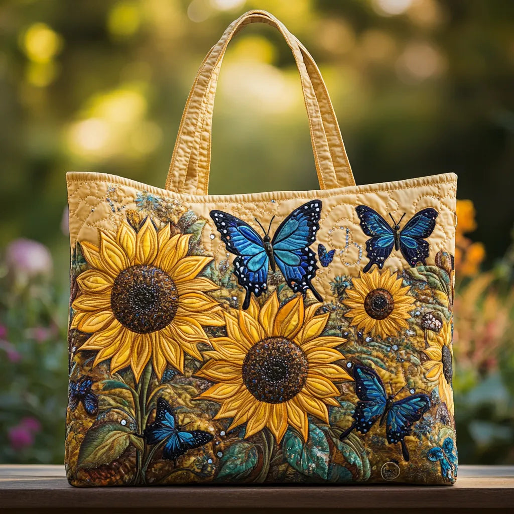 Giselle | Sunflower and Butterfly Quilted Tote Bag