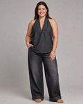 Gloria | Denim V-Neck Two-Piece Set