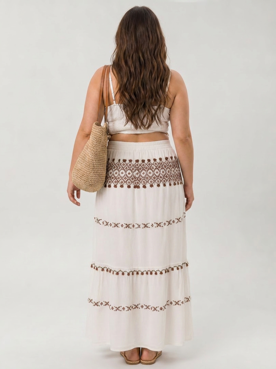 Kiara | Embroidered Sleeveless Two-Piece Skirt Set