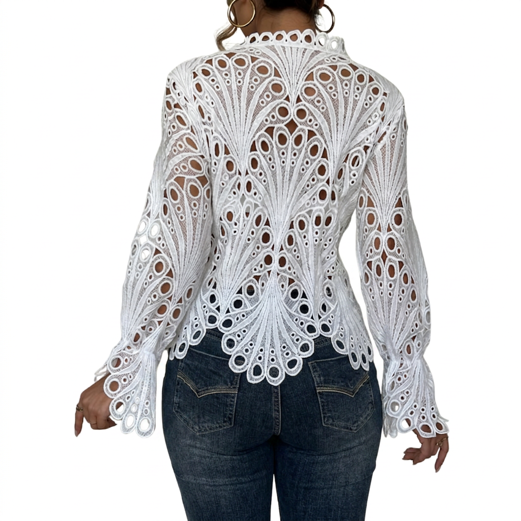 Aubrey | Crochet Mock Neck Blouse