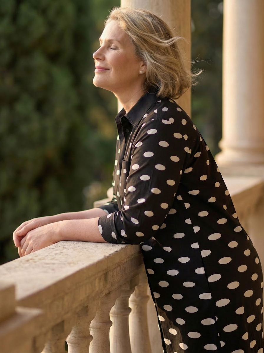 Melinda | Polka Dot Collared Knee-Length Dress