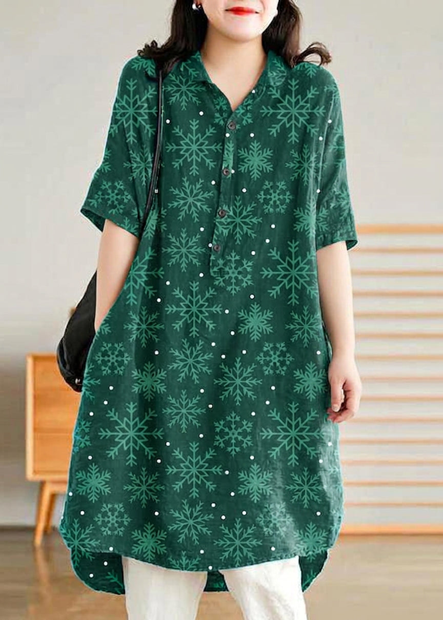 Mabel | Linen High-Low Collared Shirt Dress