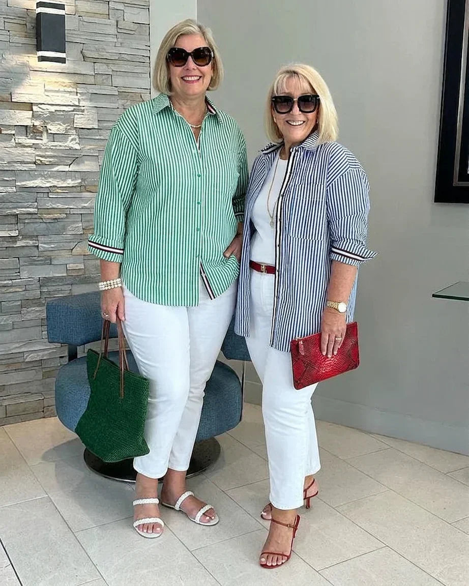 Marie | Striped Collared Blouse