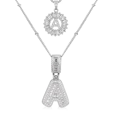 Beatrice | Initial Pendant Cubic Zirconia Necklace Set for Women