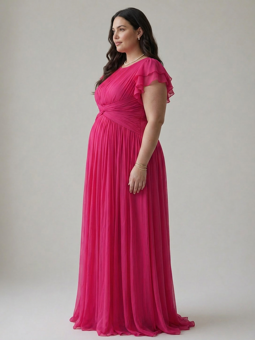 Jolene | Chiffon Round Neck Maxi Dress