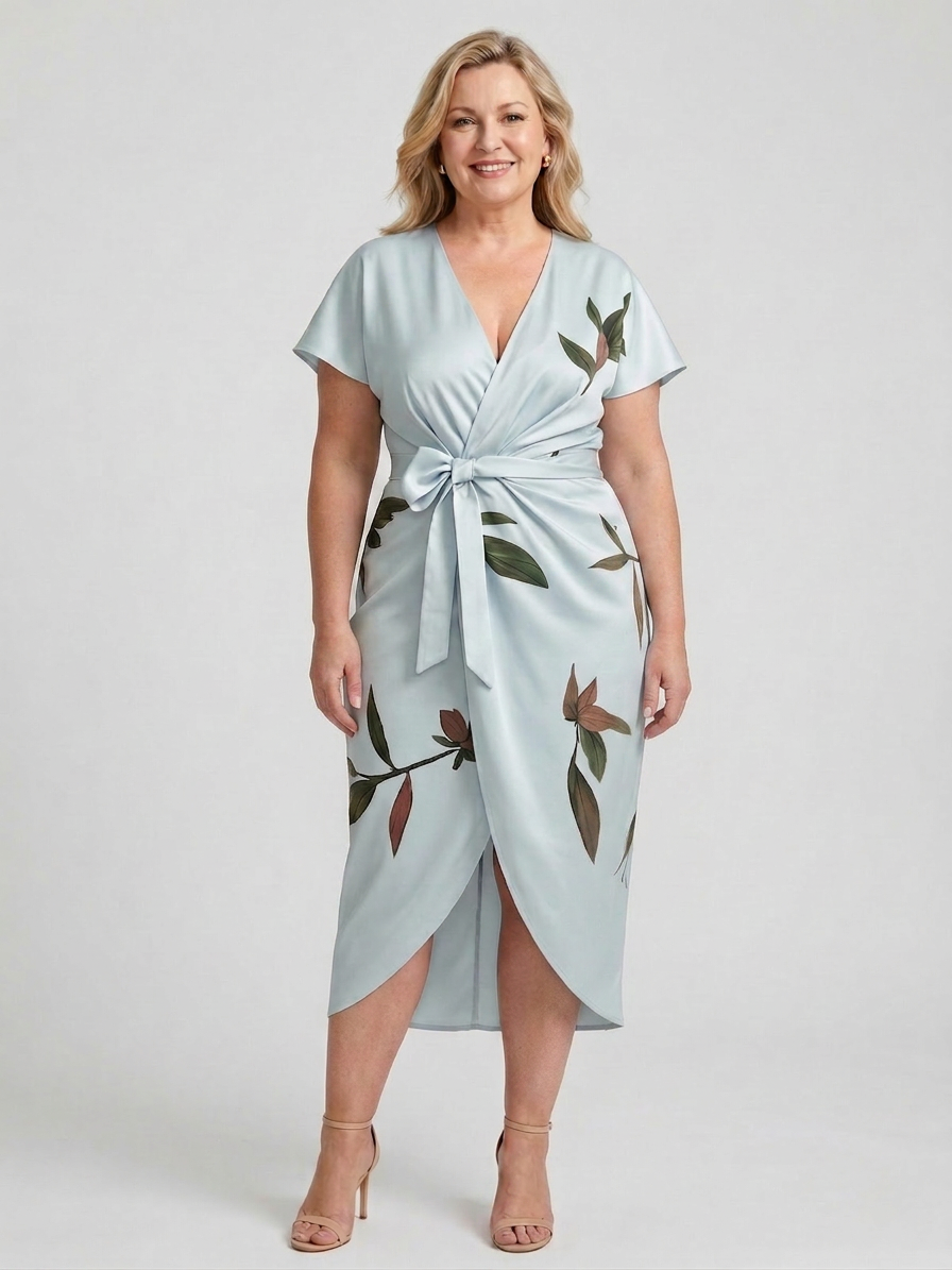 Karla | Tropical V-Neck Midi Dress