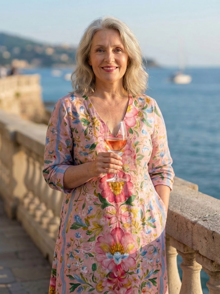 Roxanne | Linen Floral V-Neck Maxi Dress