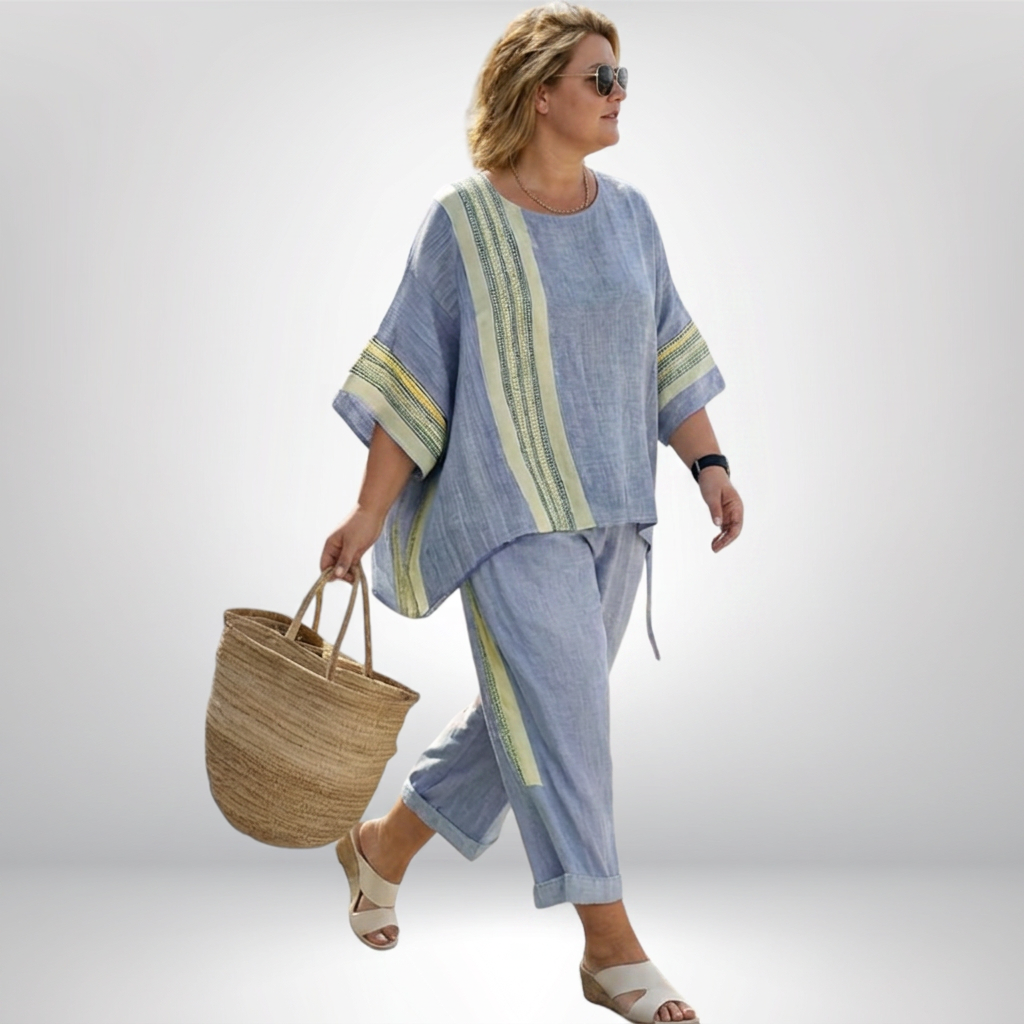 Sally | Linen Striped Two-Piece Set