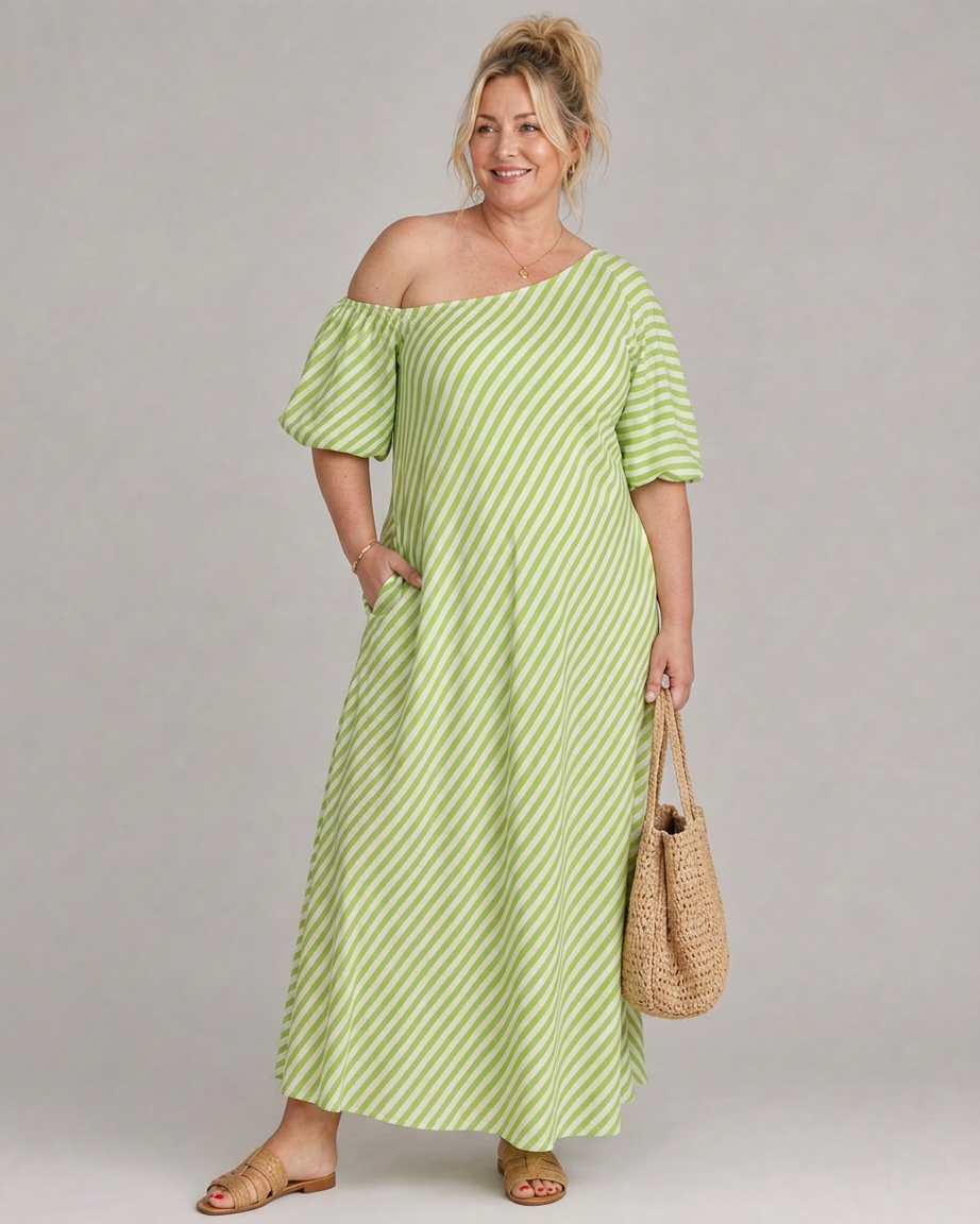 Ariel | Striped Off-Shoulder Maxi Dress