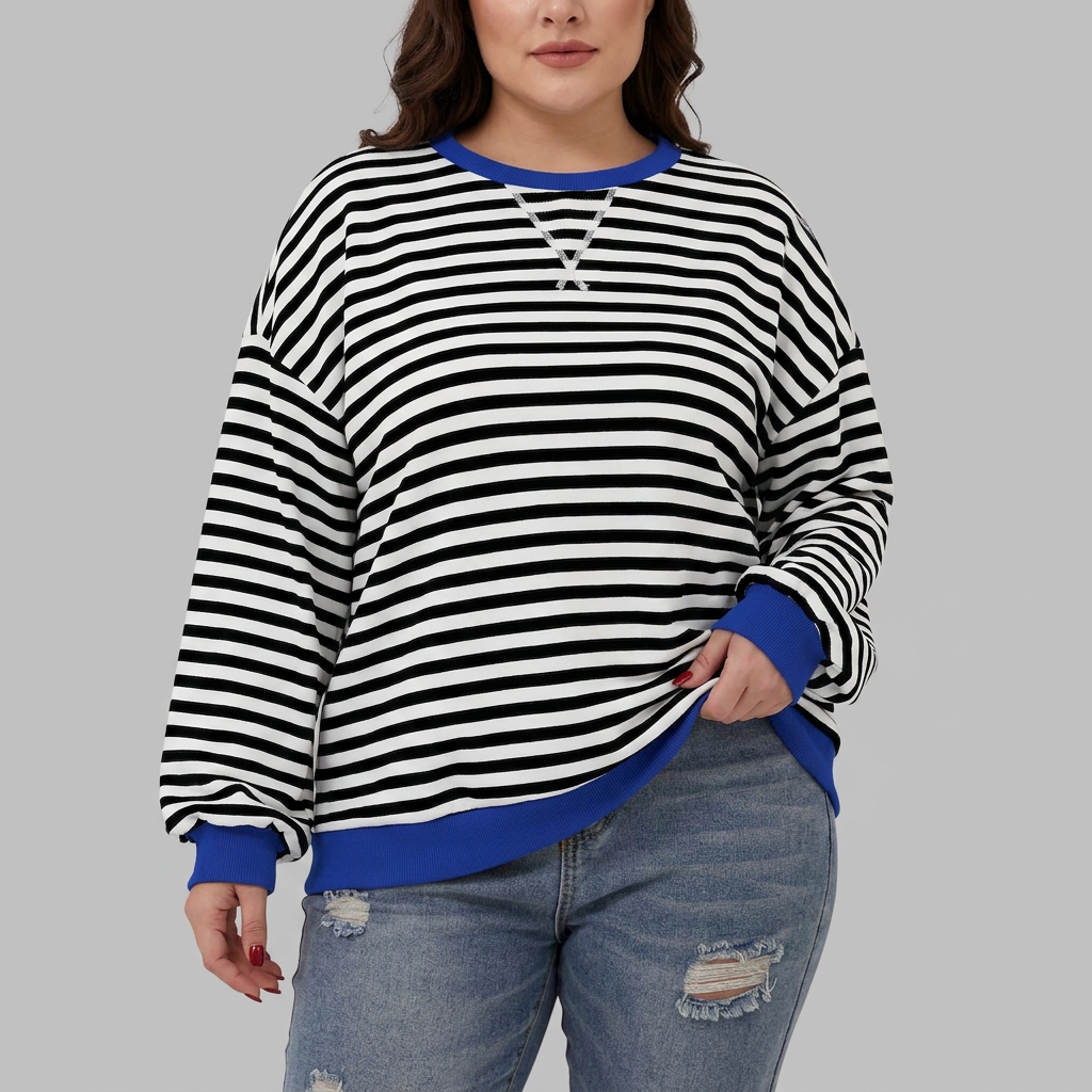 Blake | Striped Round Neck Knit Top