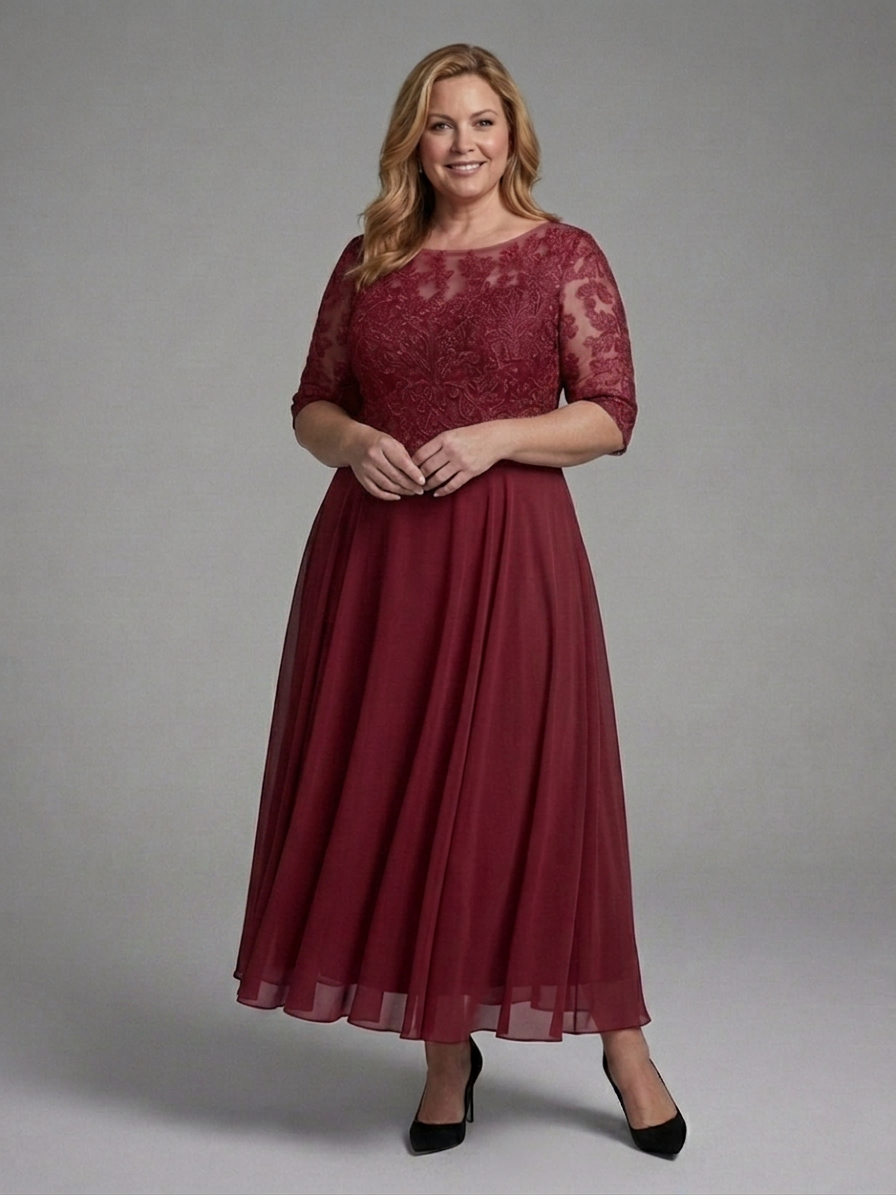 Bella | Chiffon Round Neck Maxi Dress