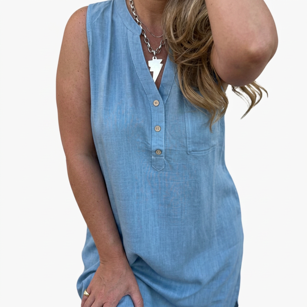 Reese | Linen Round Neck Mini Dress