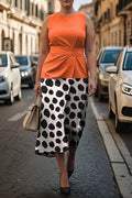 Alison | Polka Dot Sleeveless Midi Dress