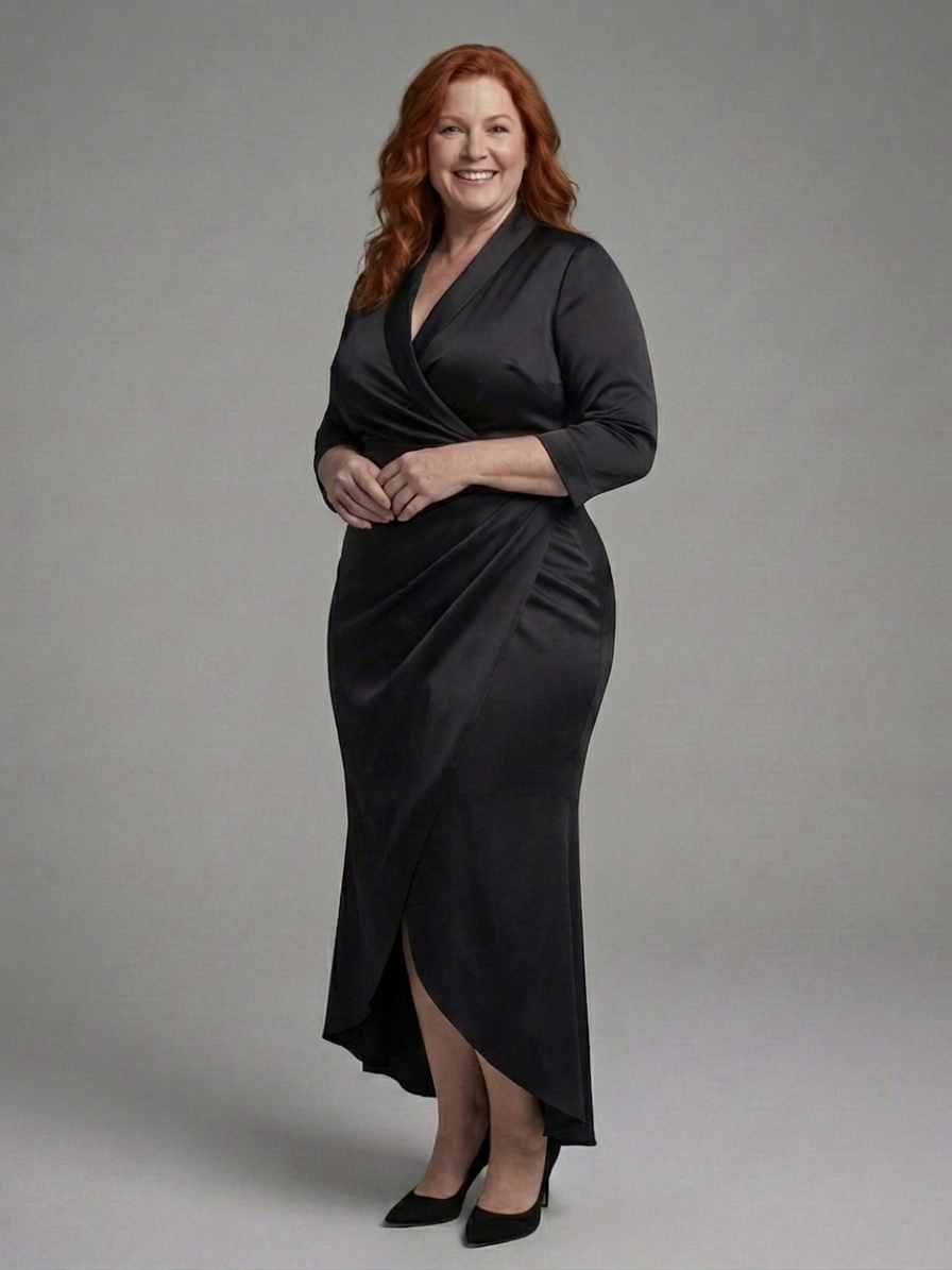 Jean | Satin V-Neck High-Low Maxi Dress