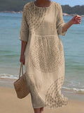 Maureen | Linen Round Neck Midi Dress
