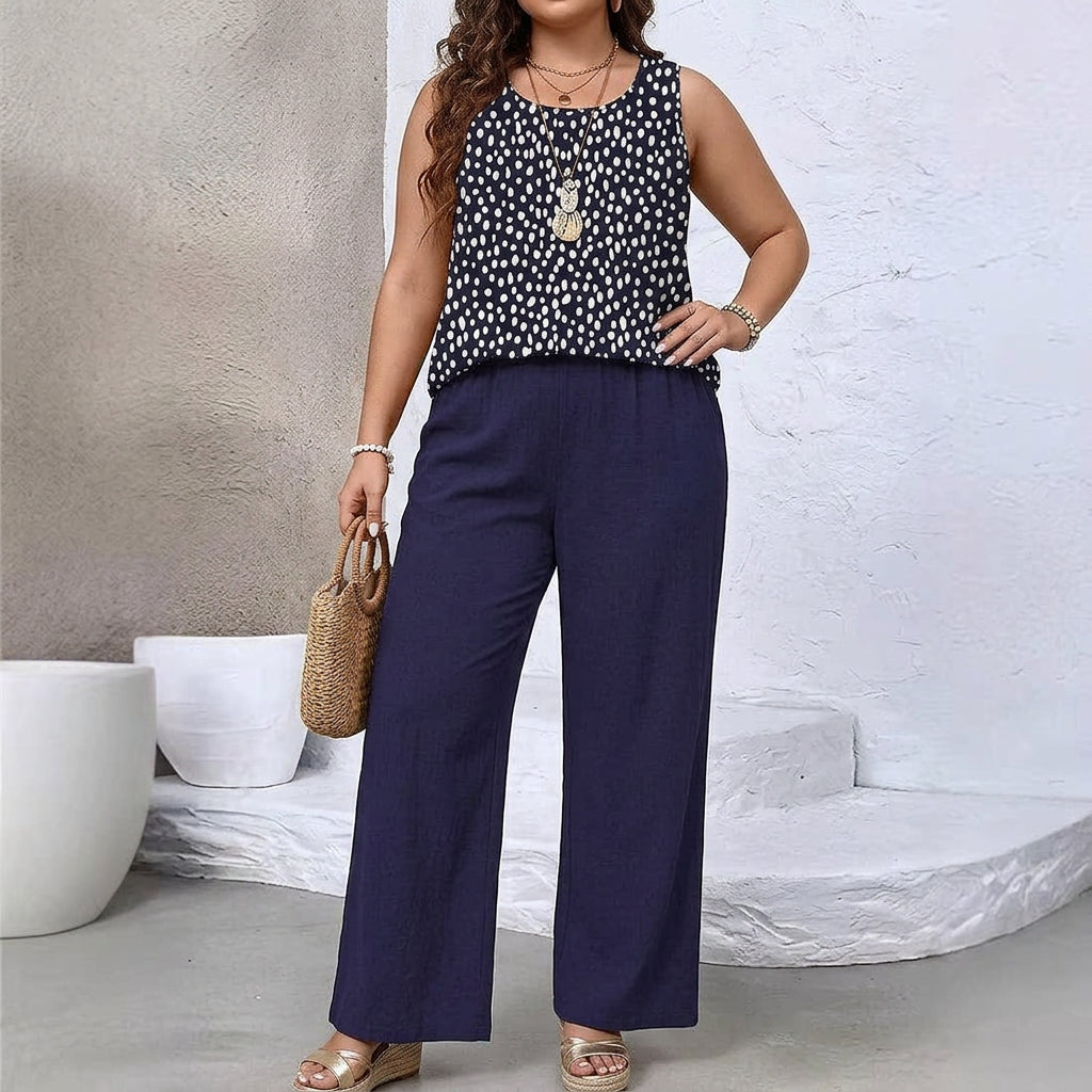 Opal | Polka Dot Sleeveless Two-Piece Set