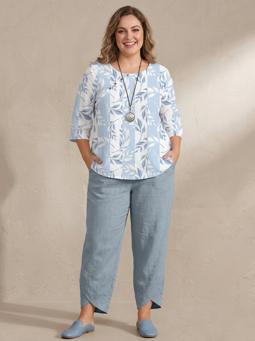 Joyce | Denim Tropical Two-Piece Set