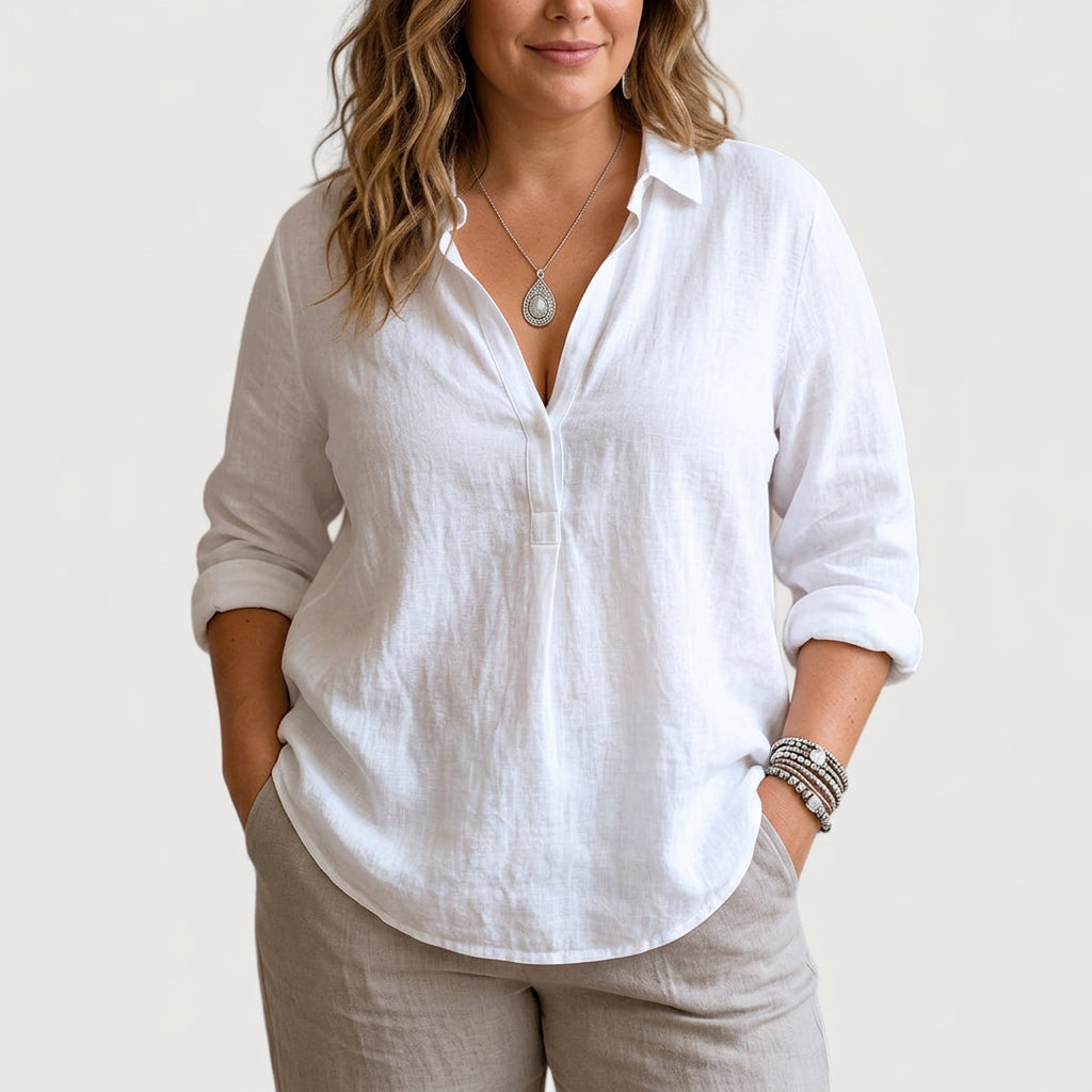 Adriana | Linen V-Neck Blouse