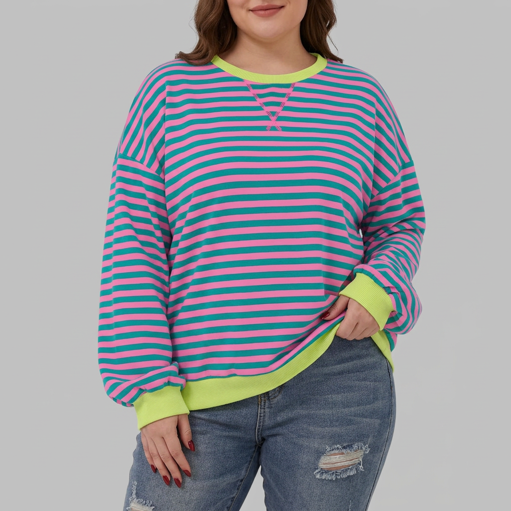 Blake | Striped Round Neck Knit Top