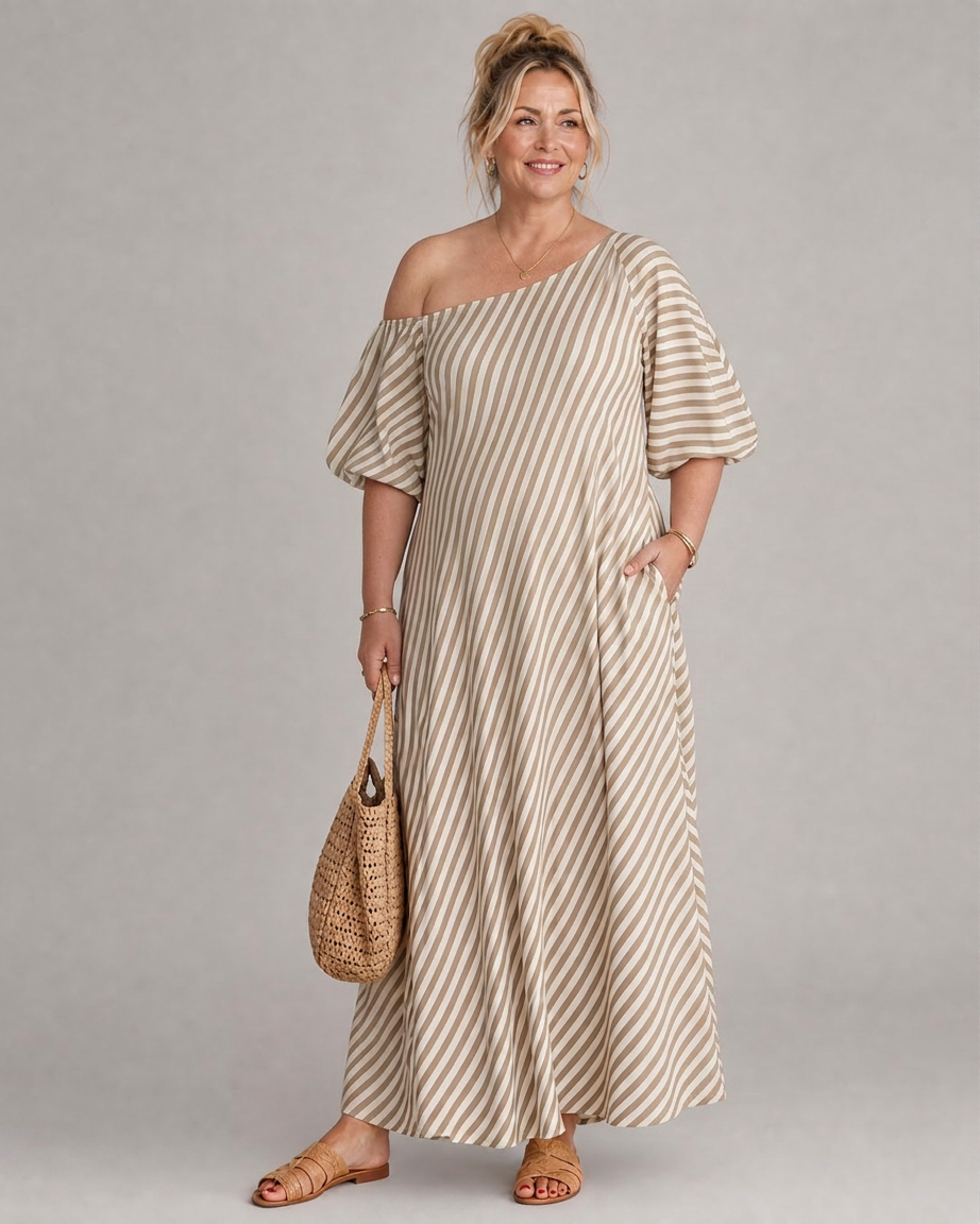 Ariel | Striped Off-Shoulder Maxi Dress