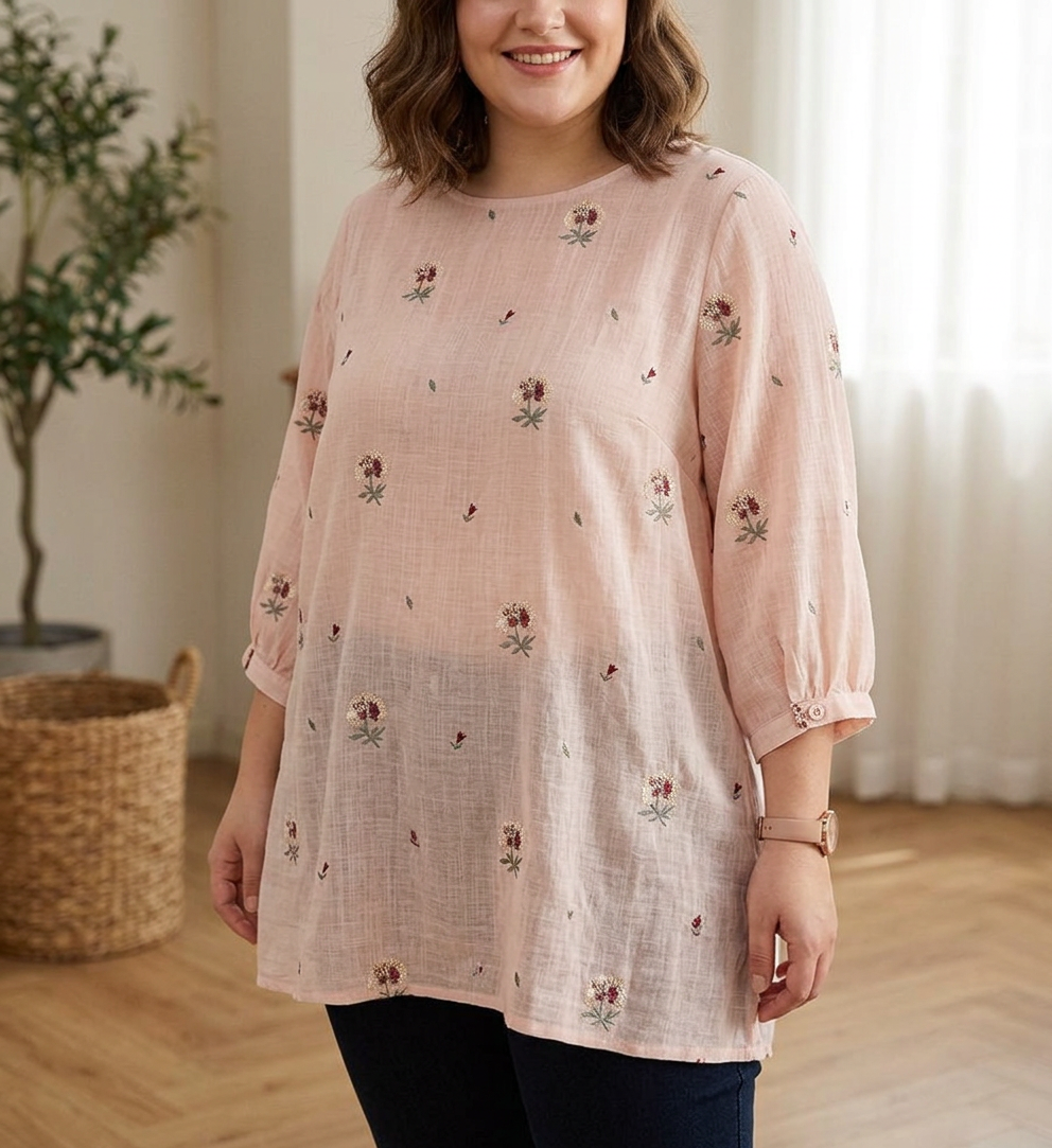 Heather | Cotton Floral Collared Shirt