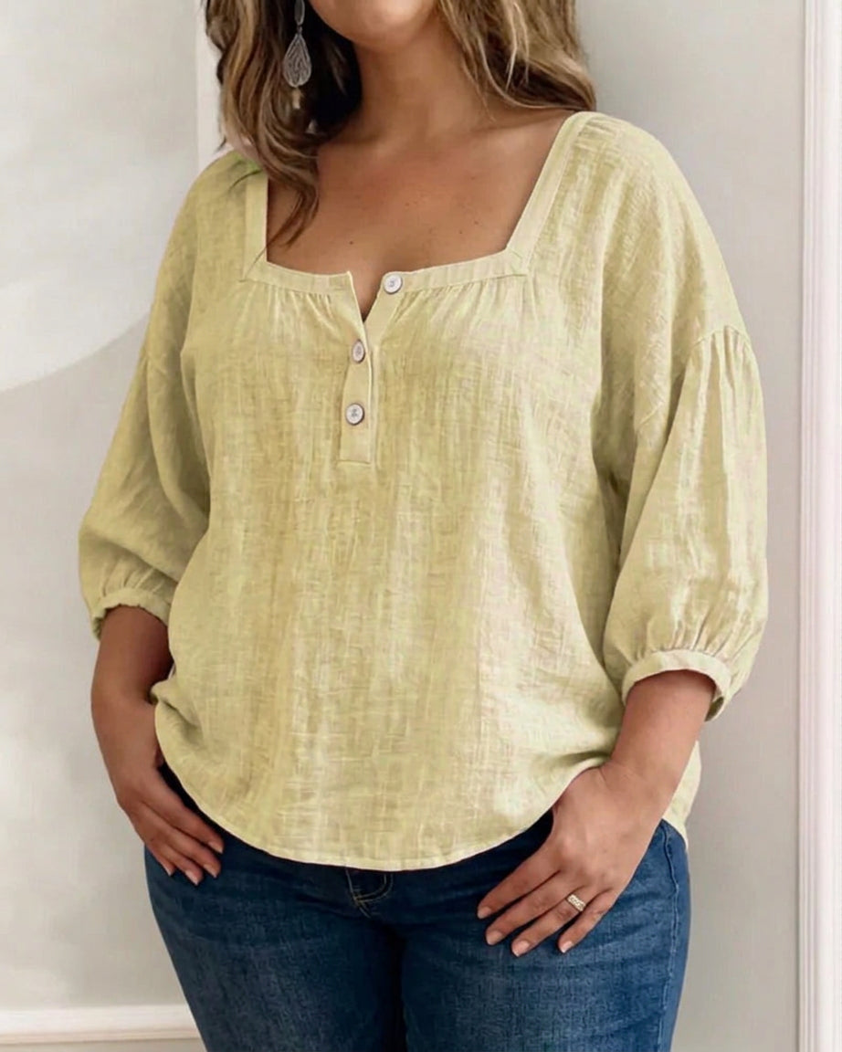 Miranda | Linen Square Neck Blouse