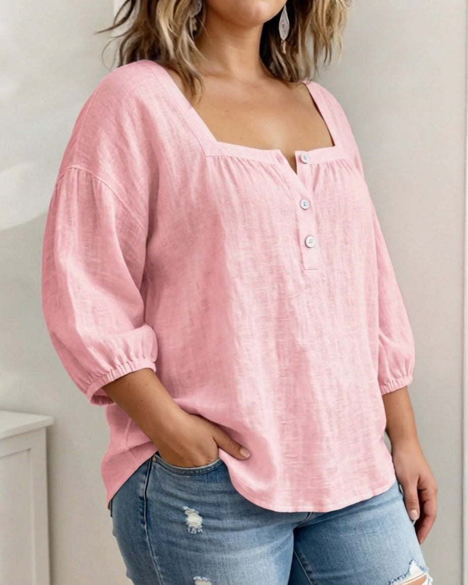 Miranda | Linen Square Neck Blouse