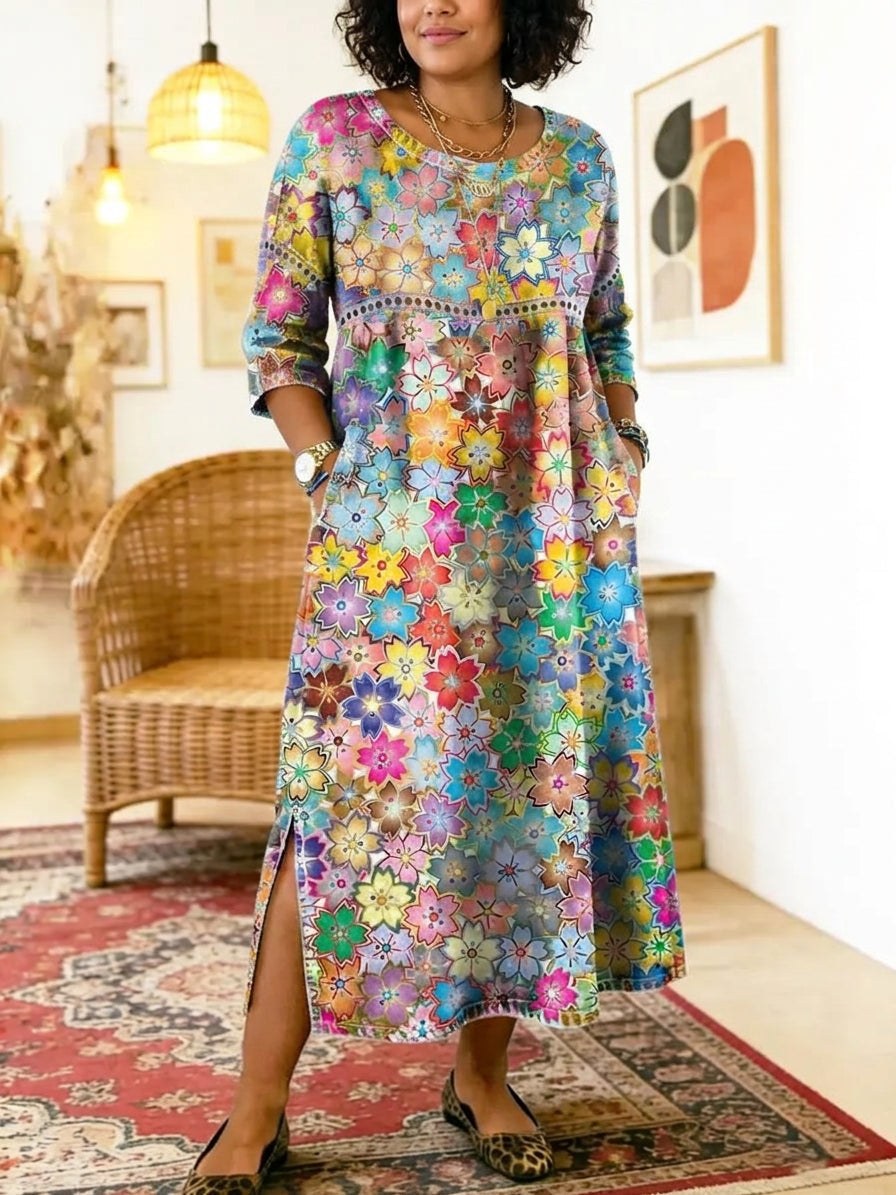 Harley | Floral Round Neck Maxi Dress