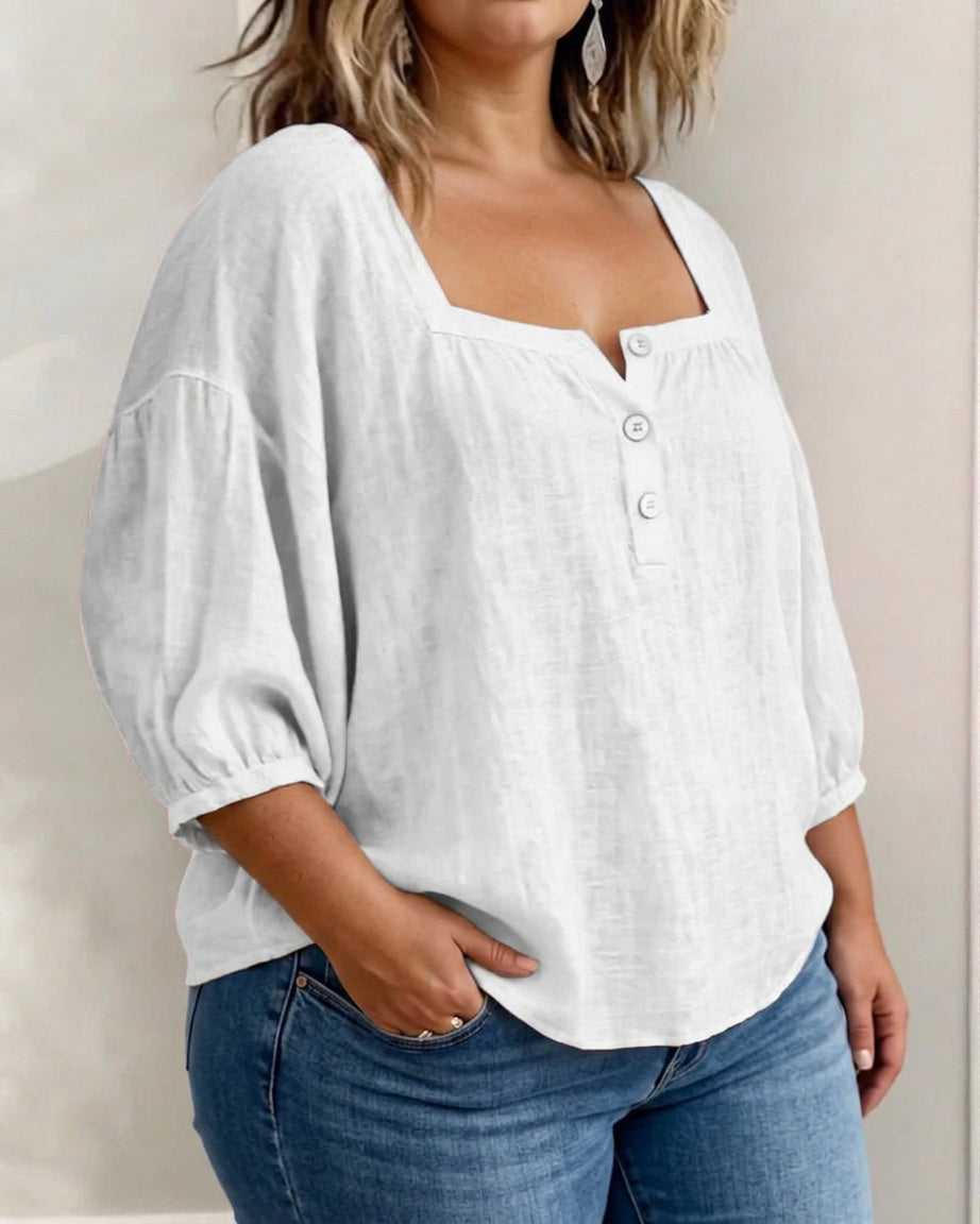 Miranda | Linen Square Neck Blouse