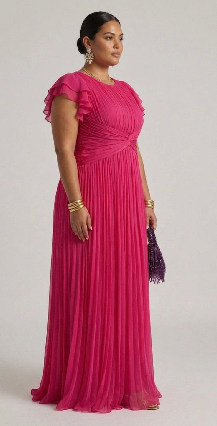 Jolene | Chiffon Round Neck Maxi Dress