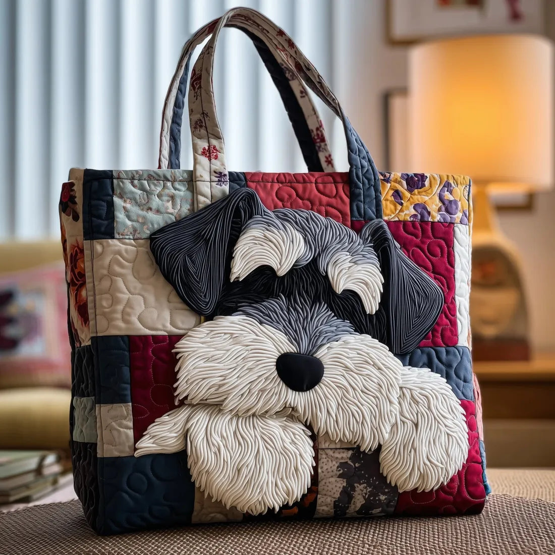 Gail | Schnauzer Puppy Quilted Tote Bag