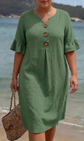 Jean | Linen Round Neck Knee-Length Dress