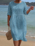 Karla | Linen Round Neck Midi Dress