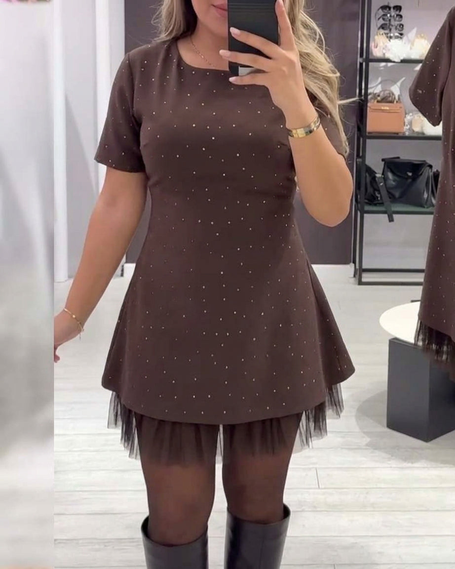 Zoe | Mesh Round Neck Mini Dress