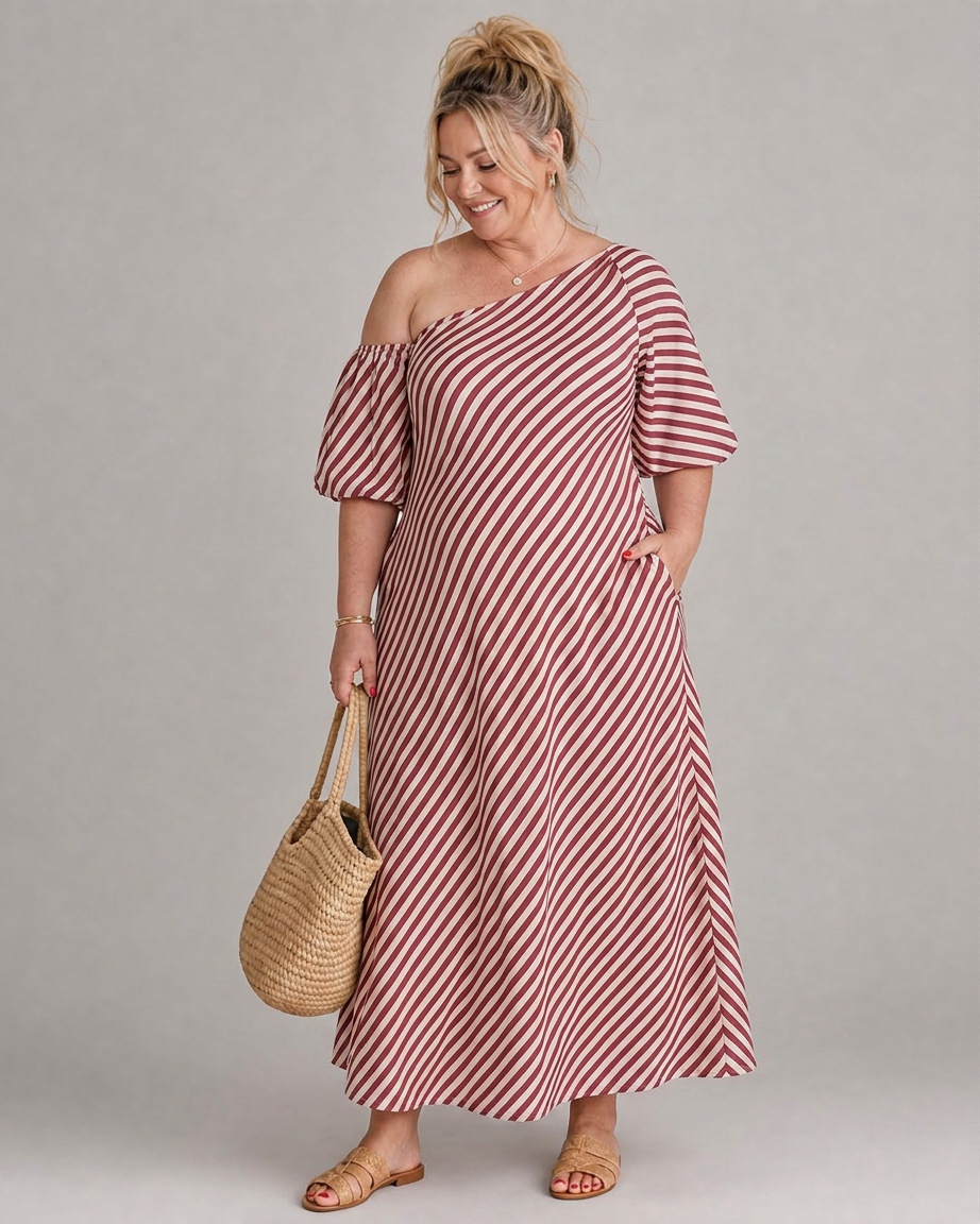Ariel | Striped Off-Shoulder Maxi Dress