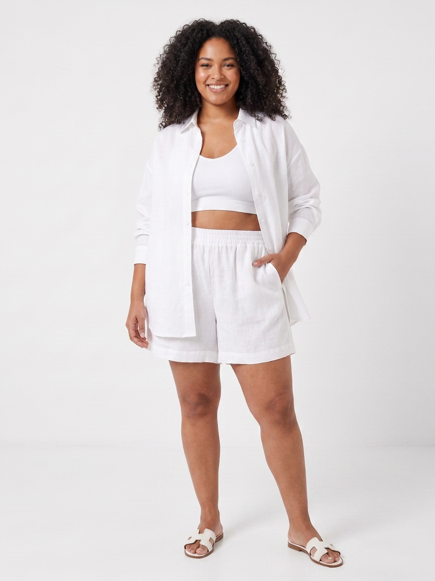 Marisa | Linen Sleeveless Two-Piece Shorts Set