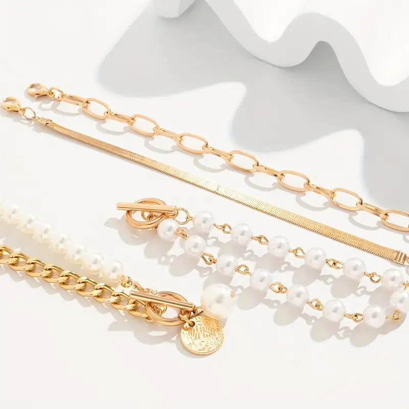 Gloria | Chain Pearl Bracelet Set for Women