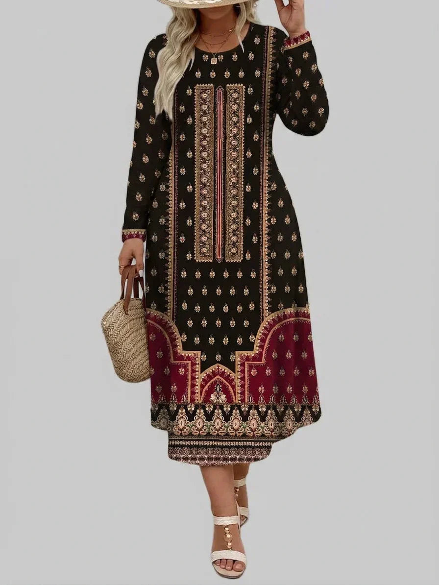 Renee | Paisley Round Neck Maxi Dress