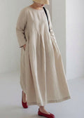 Brenda | Linen Round Neck Maxi Dress