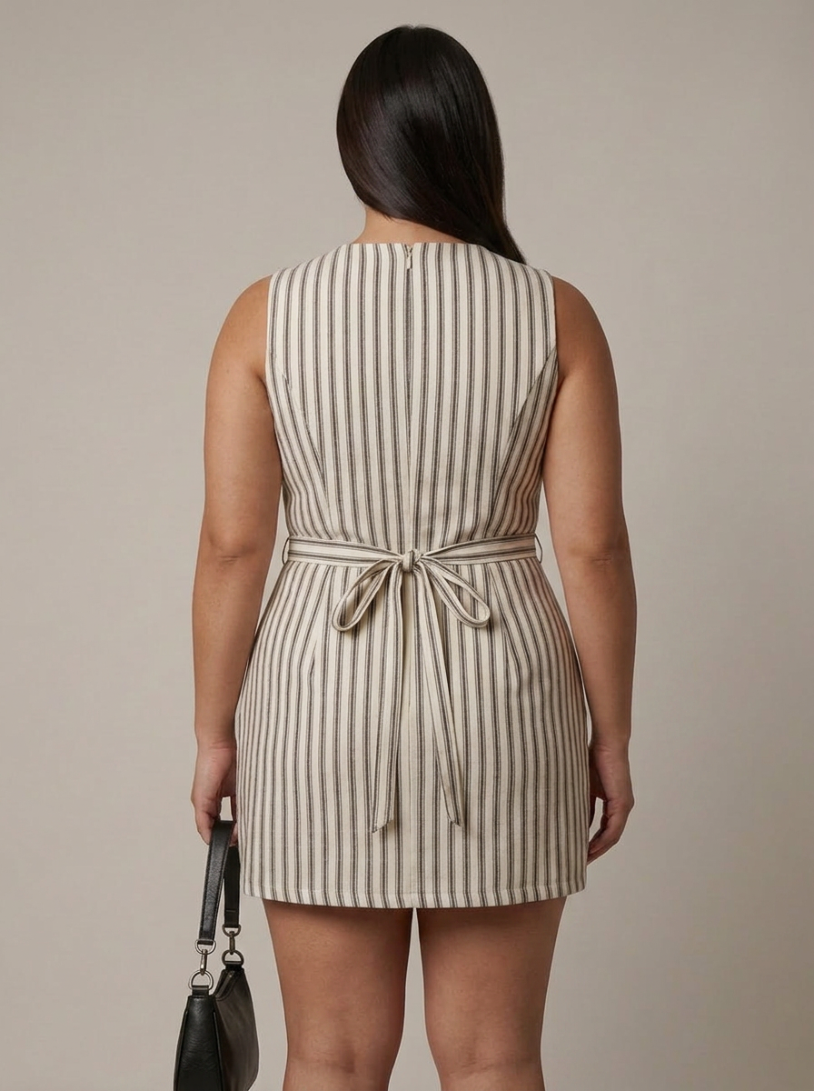Elena | Striped Mock Neck Mini Dress