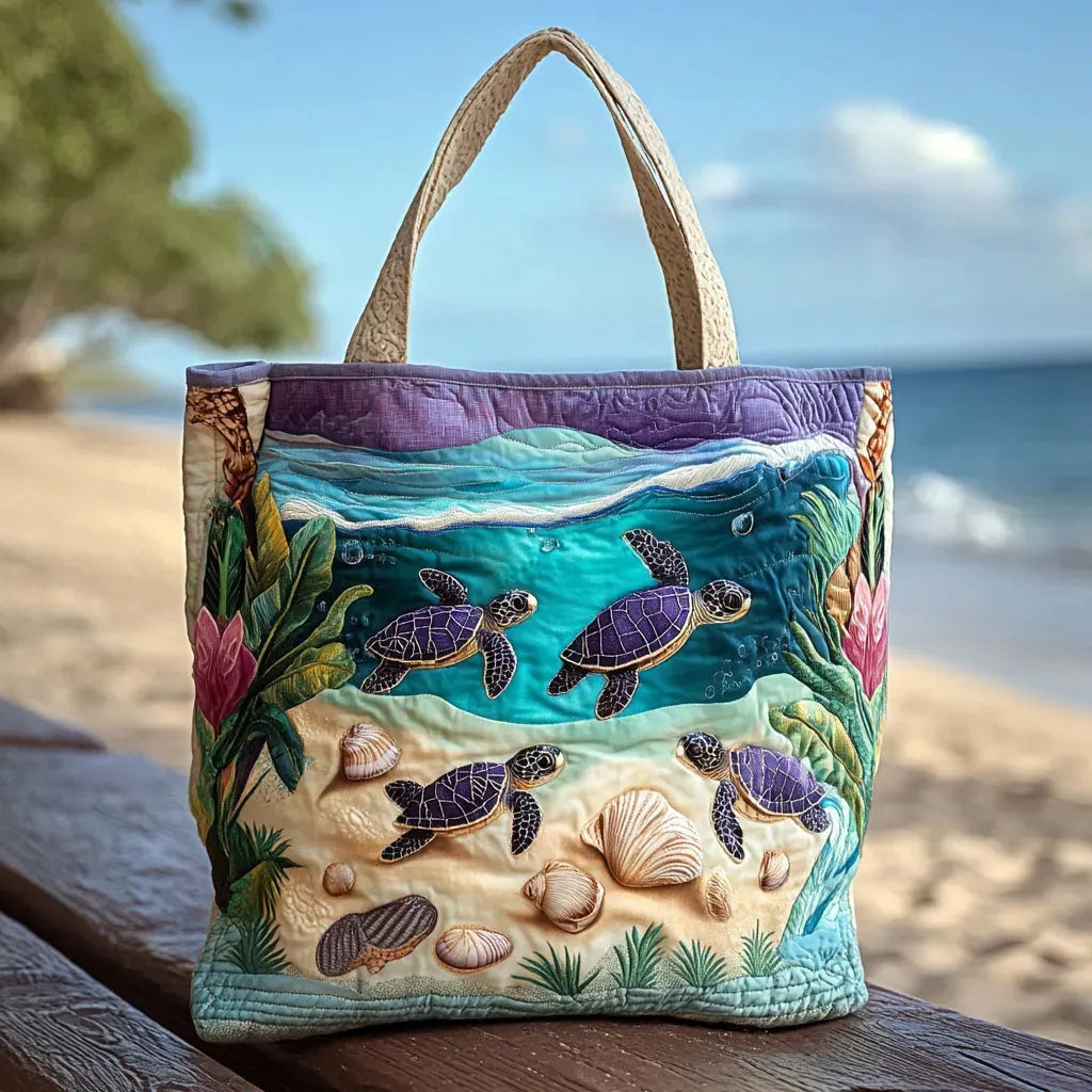 Lily | Lagoon Turtle Quilted Tote Bag